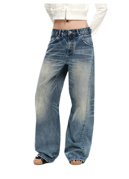 Vintage Washed Wide-Leg Jeans