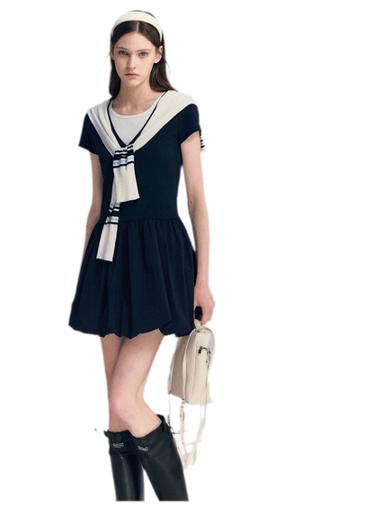 Contrast Trim Bubble Dress