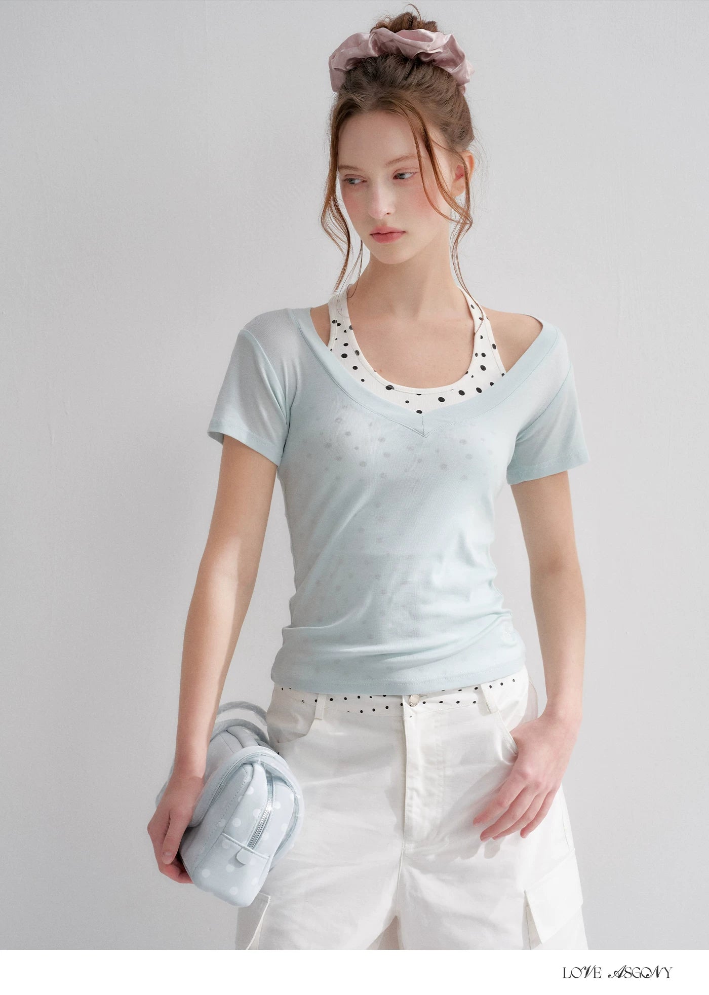 Blue V-Neck Slim Fit Short Sleeve T-Shirt