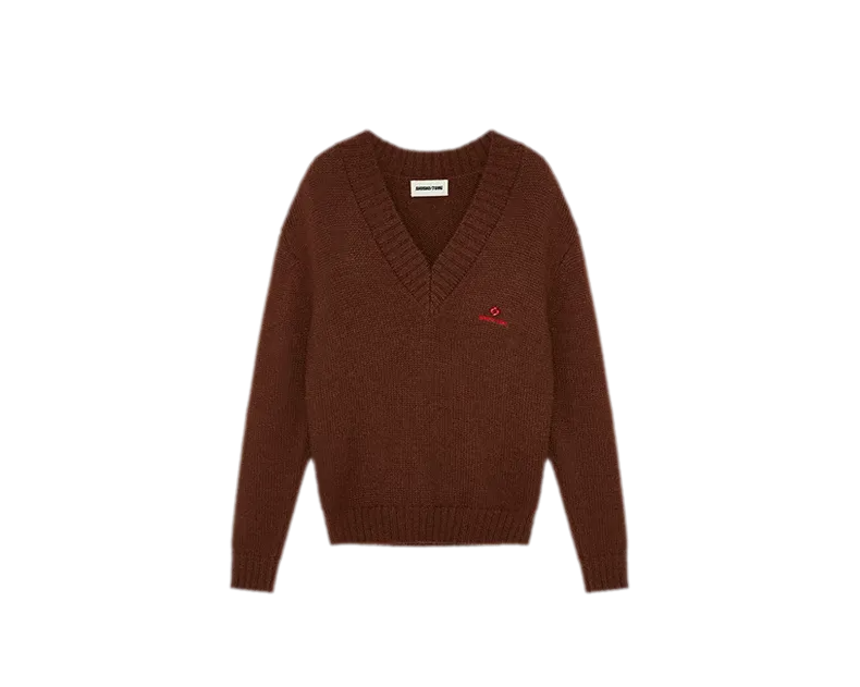 Wool Ribbed V-Neck Sweater