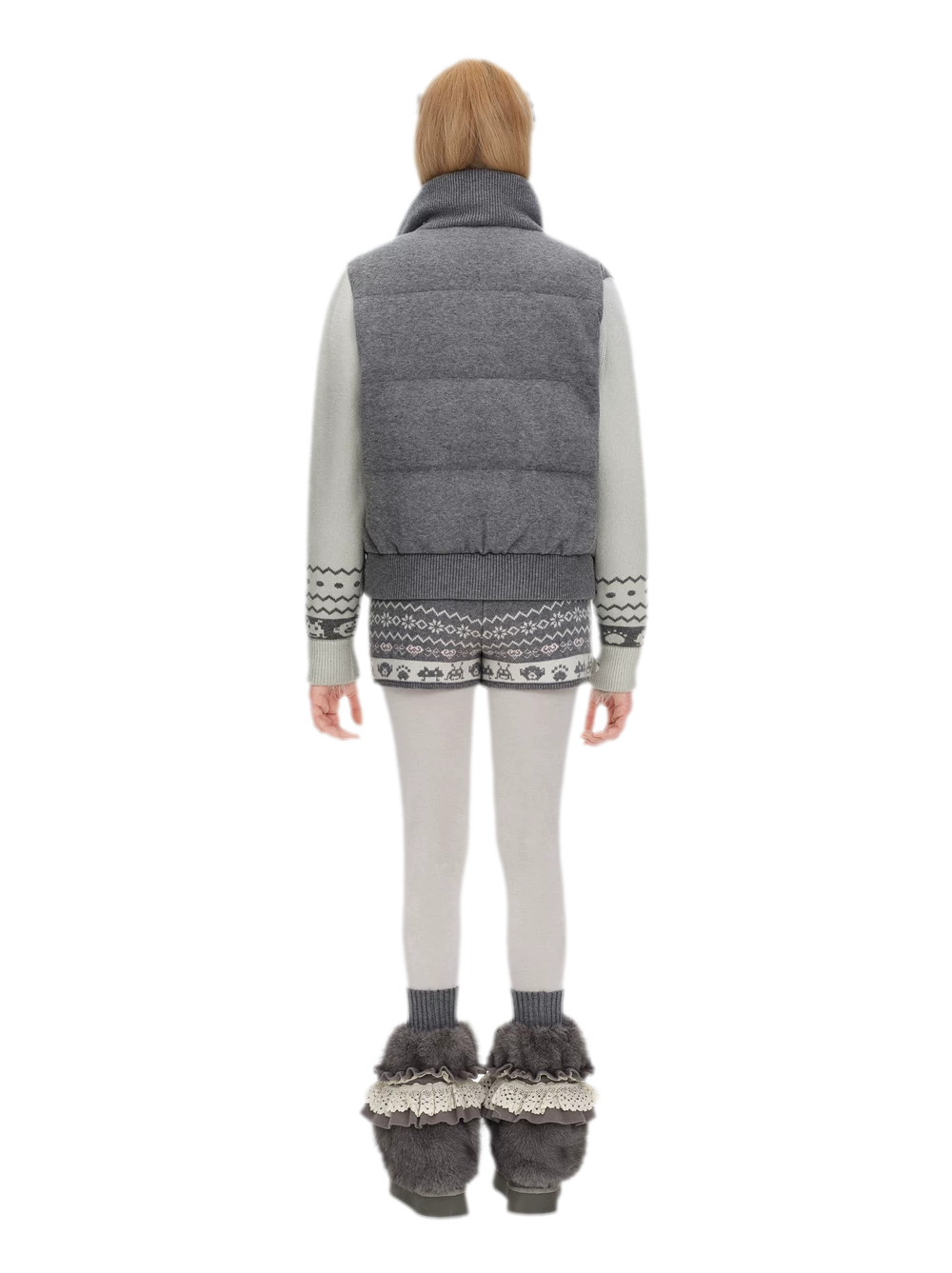 Fair Isle Cropped Down Jacket