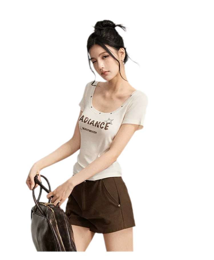 Tencel U-Neck Logo T-Shirt