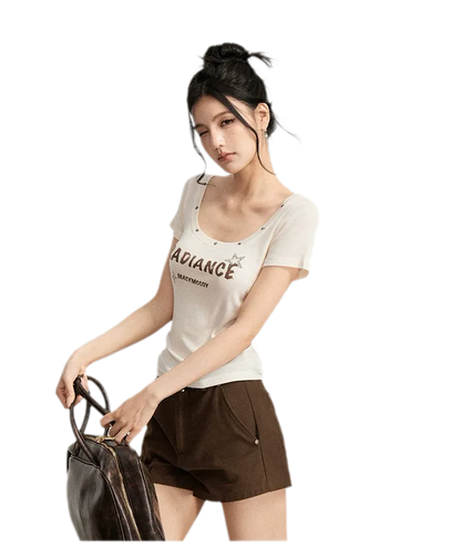 Tencel U-Neck Logo T-Shirt