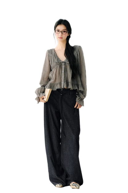 Ruffled Tencel Chiffon Blouse