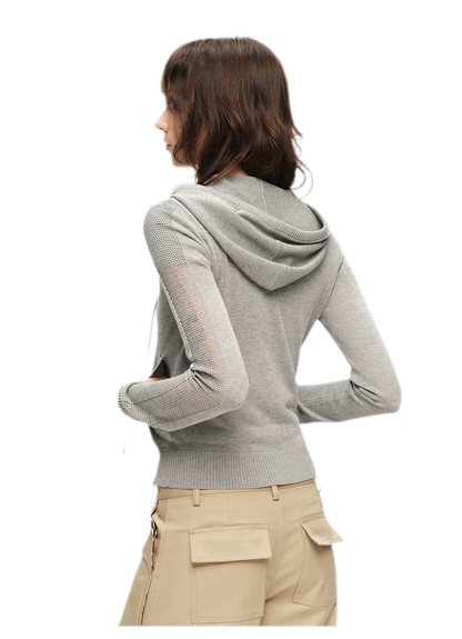 Viscose Honeycomb Hooded Cardigan
