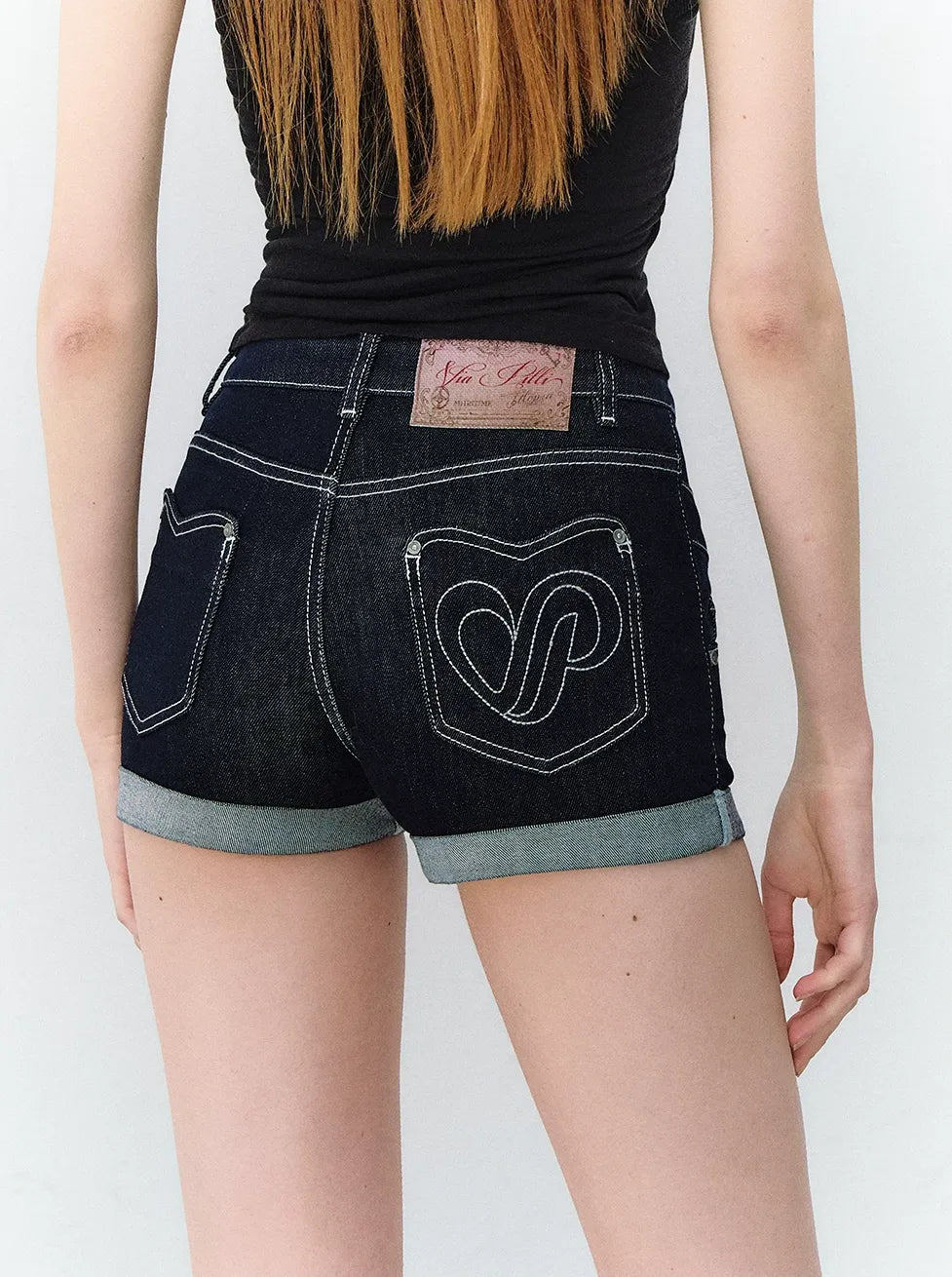 Deconstructed Double Waistband Denim Shorts