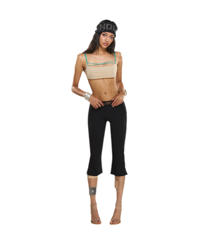 Lace Waistband Cropped Flare Pants