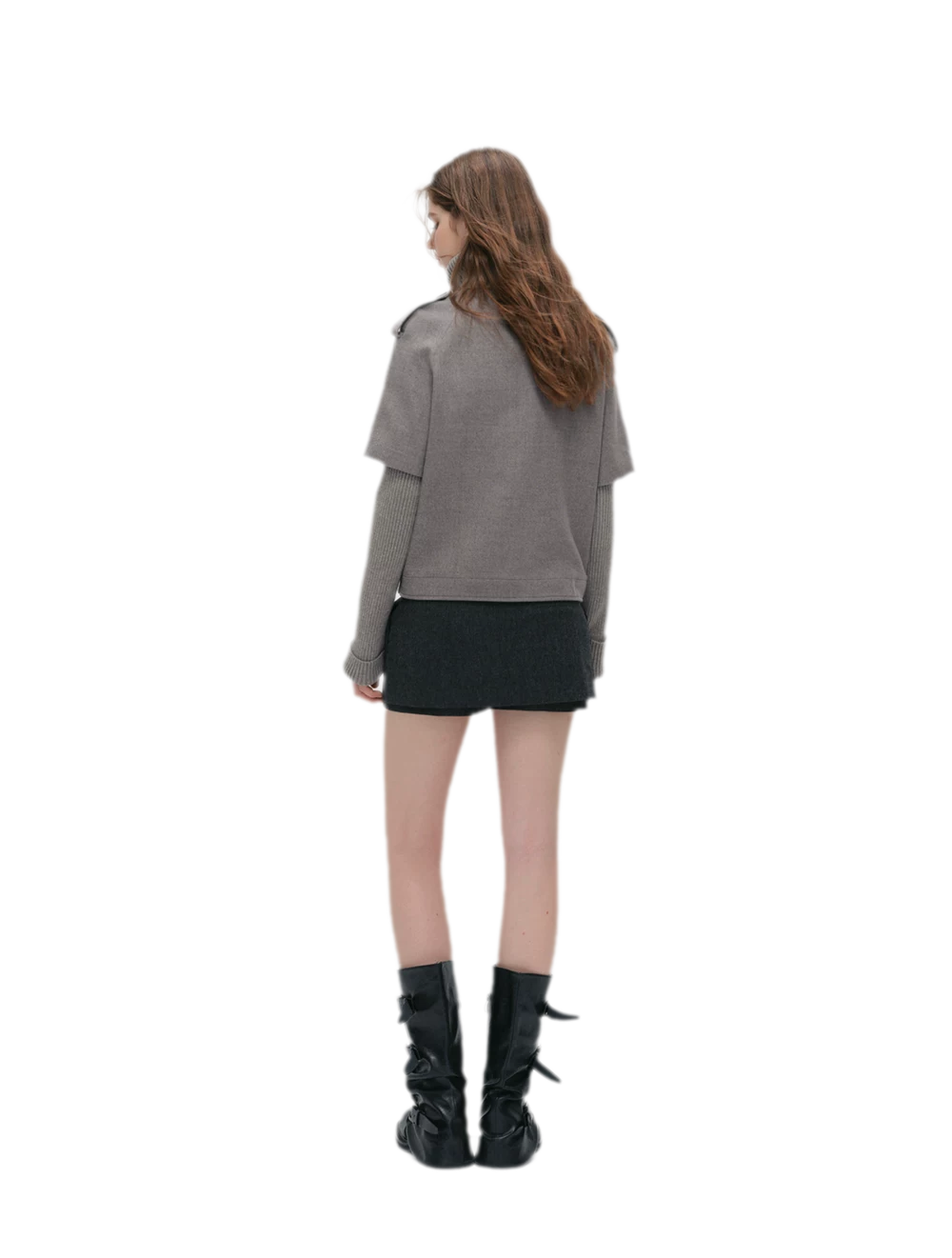 Cape Collar Cropped Jacket