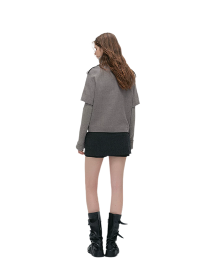Cape Collar Cropped Jacket