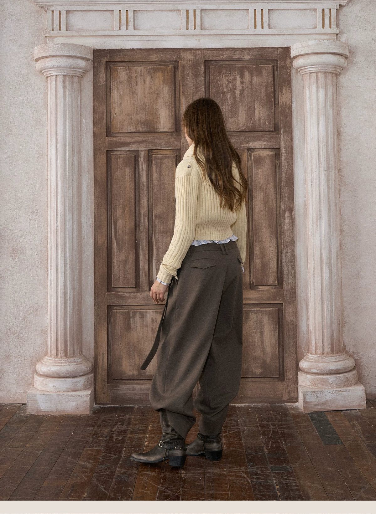 Cable-Knit Cropped Wool Cardigan