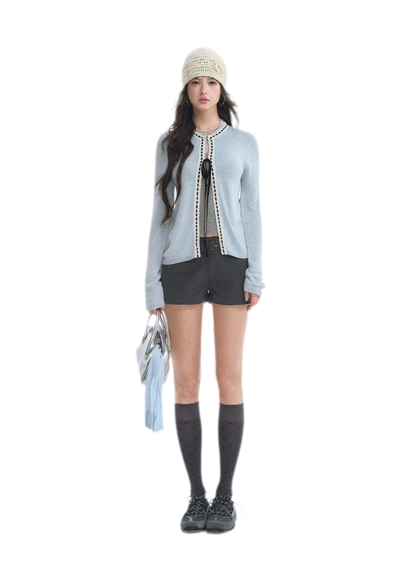Fine Knit Contrast Trim Cardigan