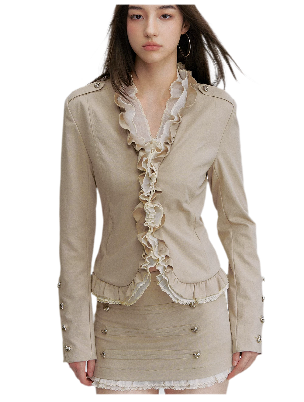 Ruffle Mesh Waist Jacket