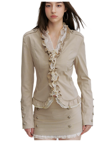 Ruffle Mesh Waist Jacket