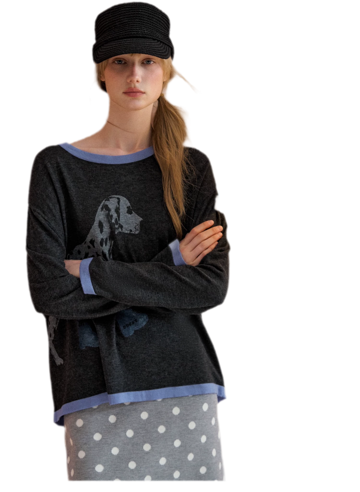 Oversized-Strickpullover mit Dalmatiner-Print