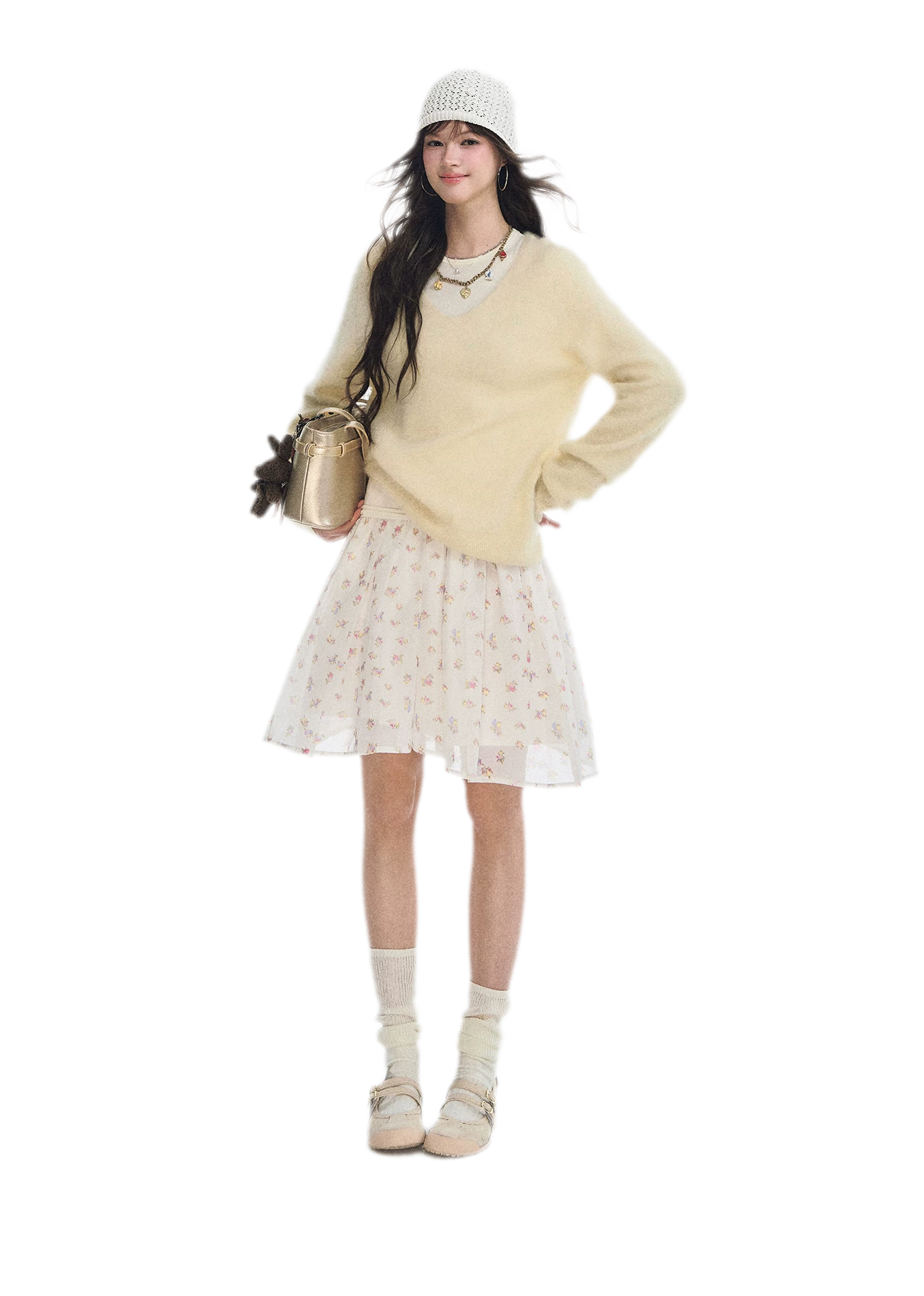 Brushed V-Neck Wool Sweater