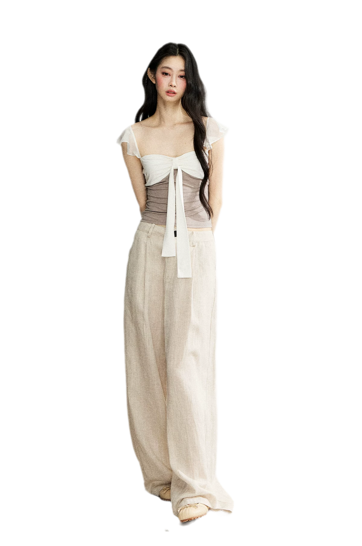 Faux Layered Bow Knit Tee
