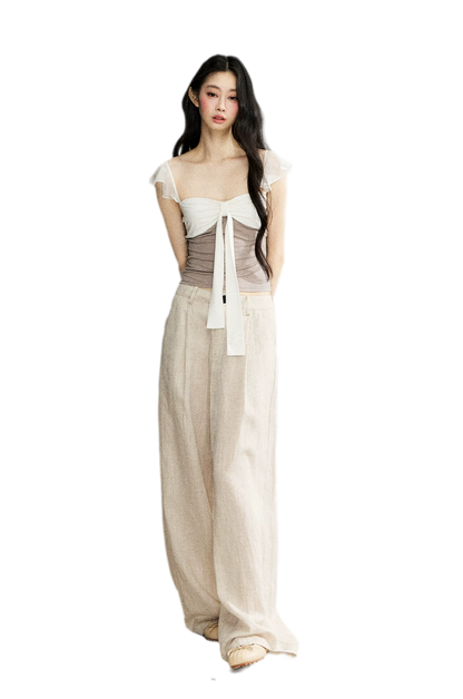 Faux Layered Bow Knit Tee