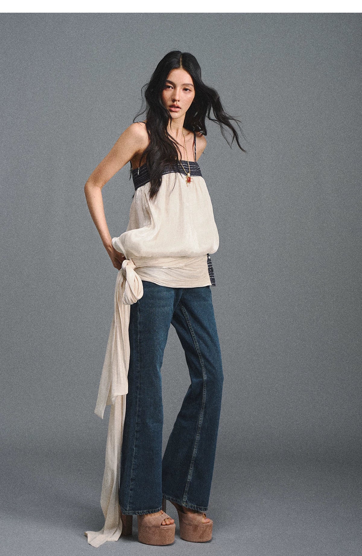 Island Silk Tweed Peplum Camisole