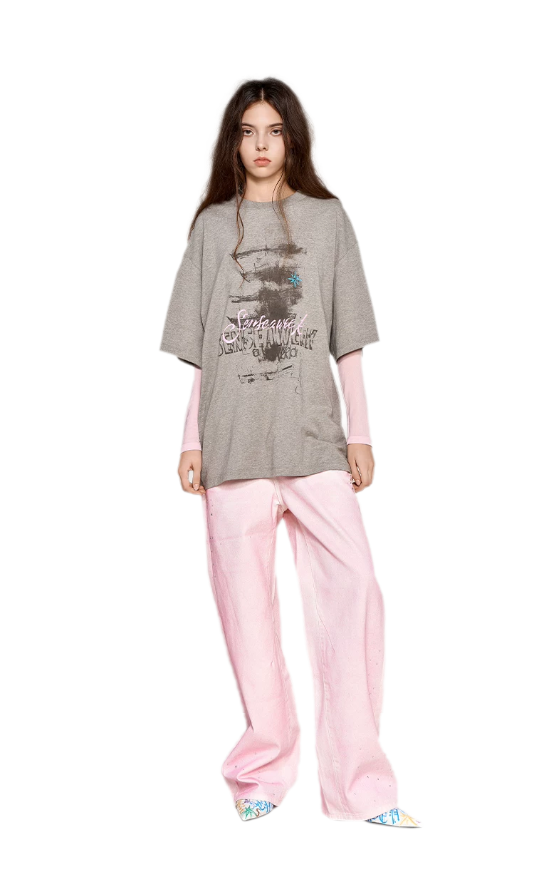 Cotton Rhinestone Graphic T-Shirt