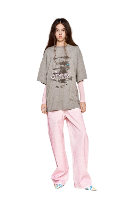 Cotton Rhinestone Graphic T-Shirt