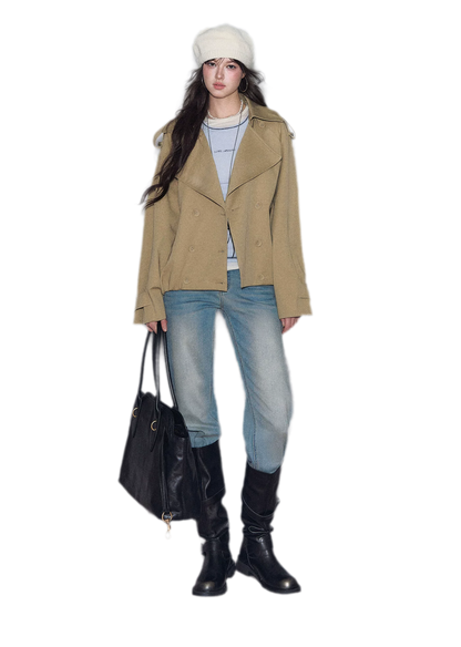 Cotton Cropped Double-Breasted Trench