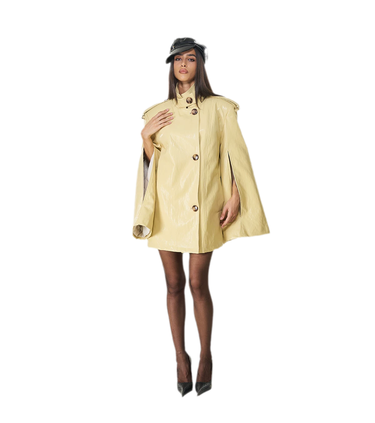 Glossy PU Cape Coat