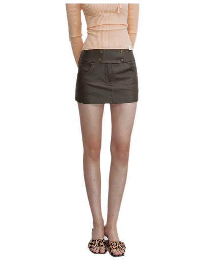 Mocha Brown A-Line Mini Skirt