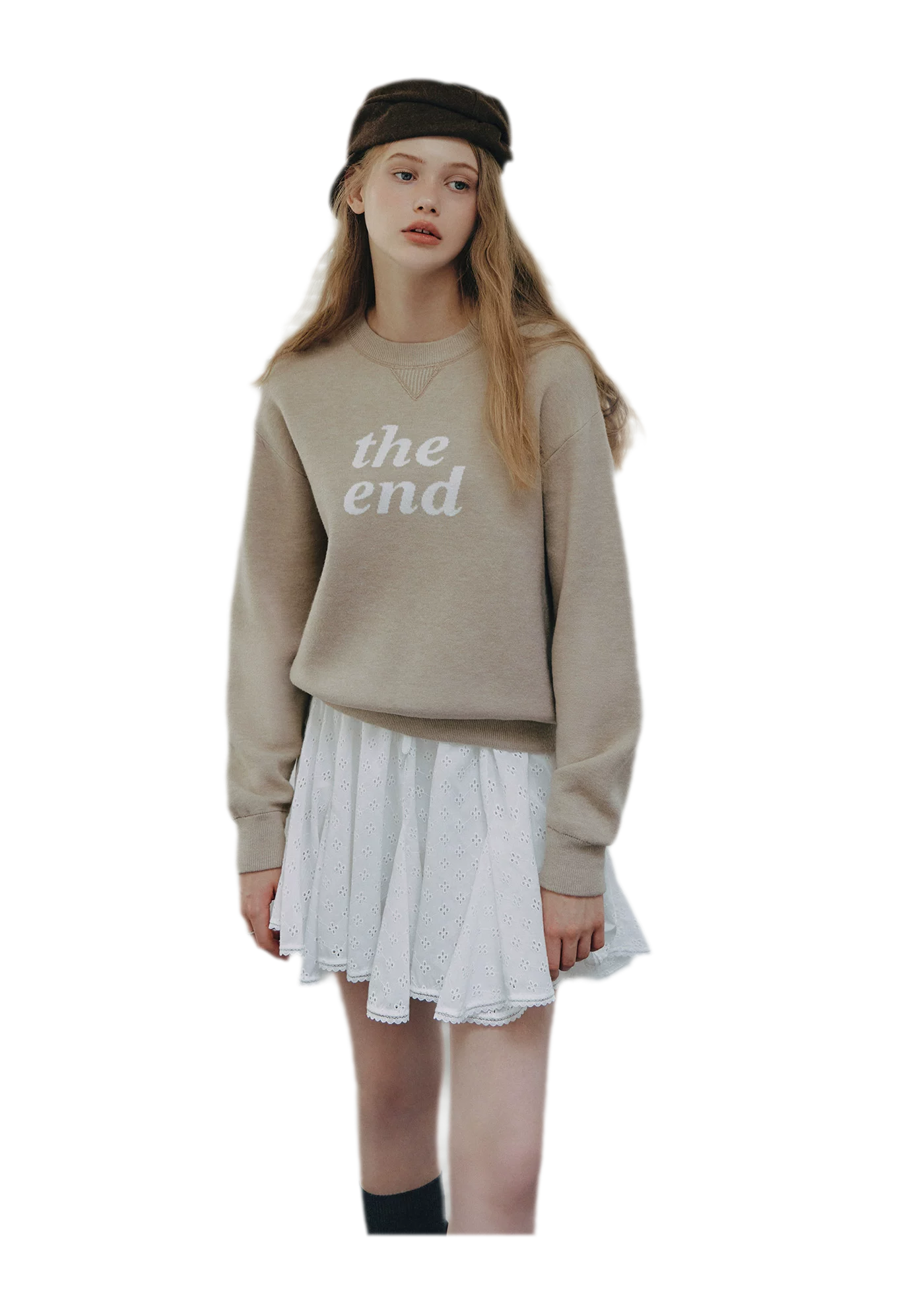 Jacquard Cropped Crewneck Sweater