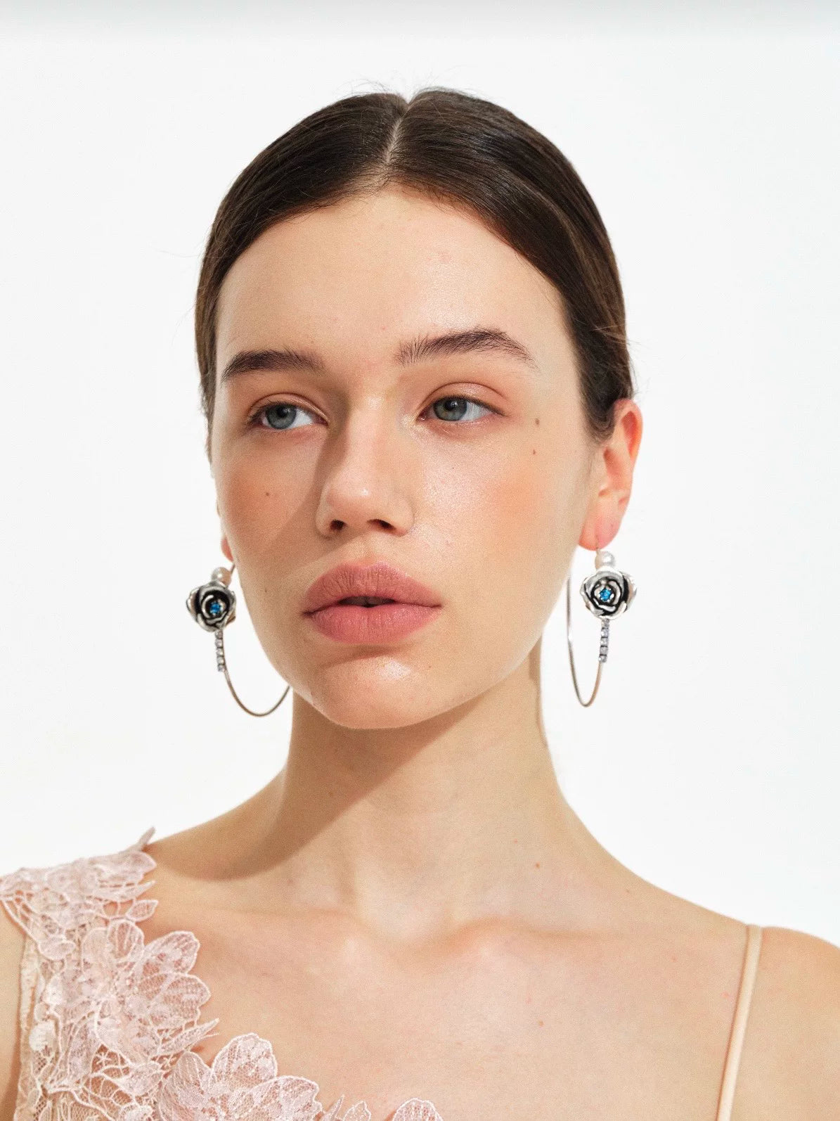 Crystal Floral Hoop Earrings