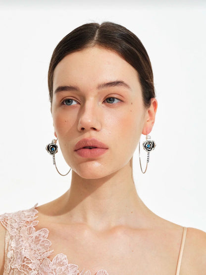 Crystal Floral Hoop Earrings