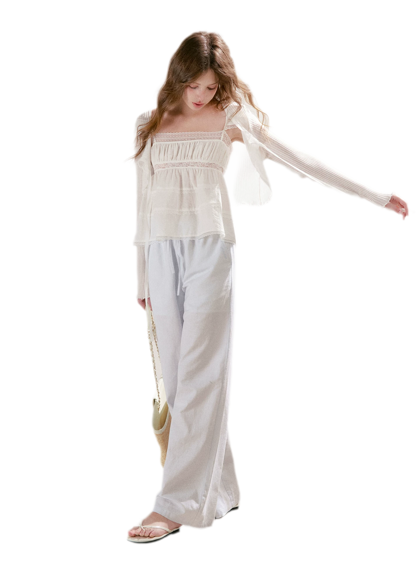 Linen Cotton Wide-Leg Trousers