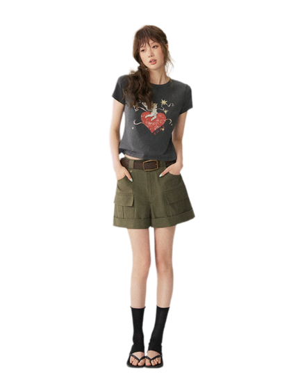 Multi Pocket Cuffed Shorts