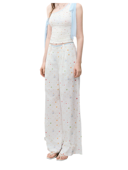 Printed Wide-Leg Pants