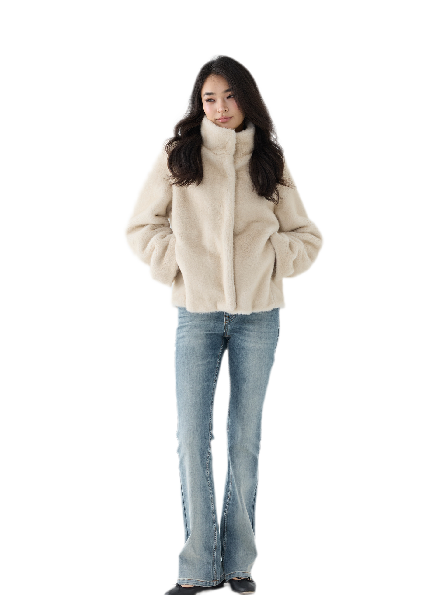Eco-Friendly Cropped Faux Fur Jacket