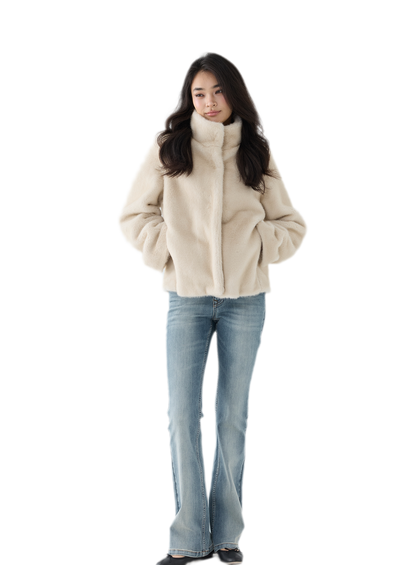 Eco-Friendly Cropped Faux Fur Jacket