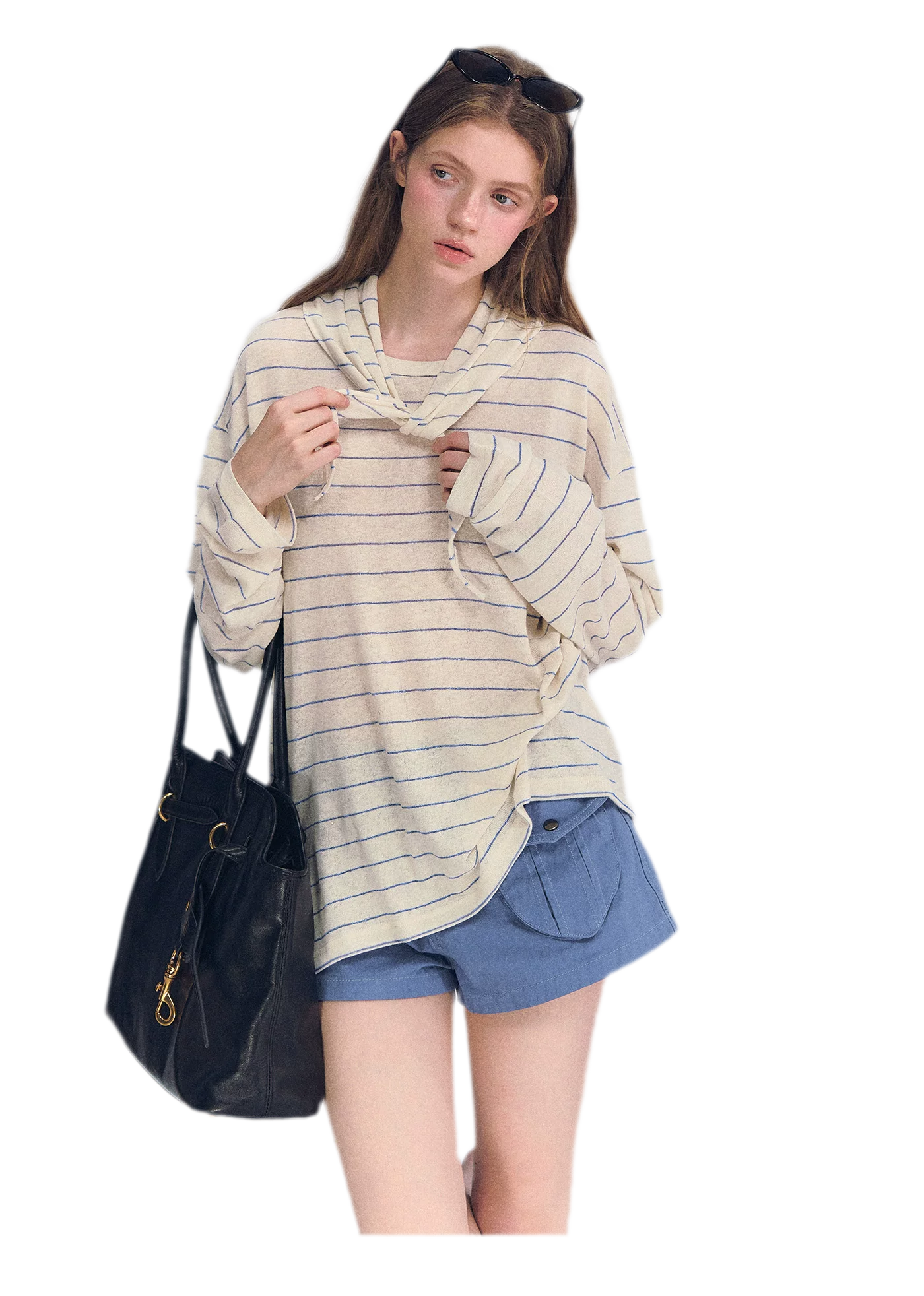 Striped Rhinestone Cotton Tee