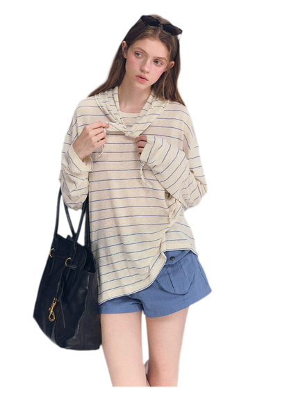 Striped Rhinestone Cotton Tee