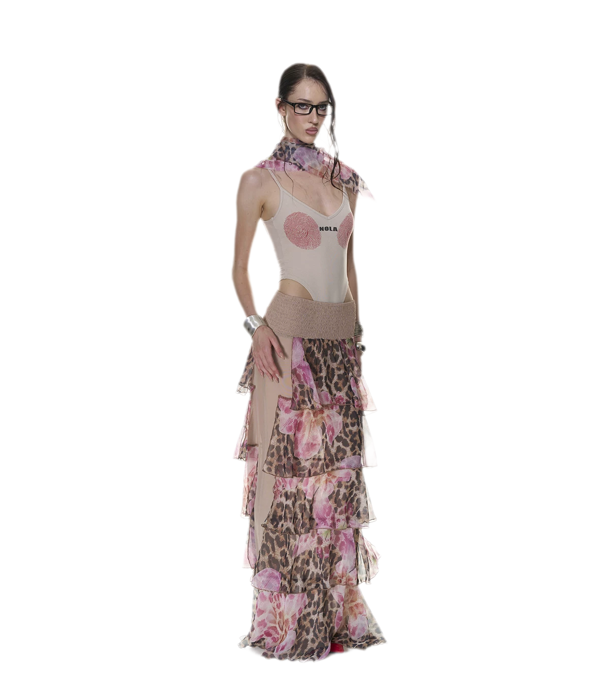Fingerprint Print Backless Jumpsuit