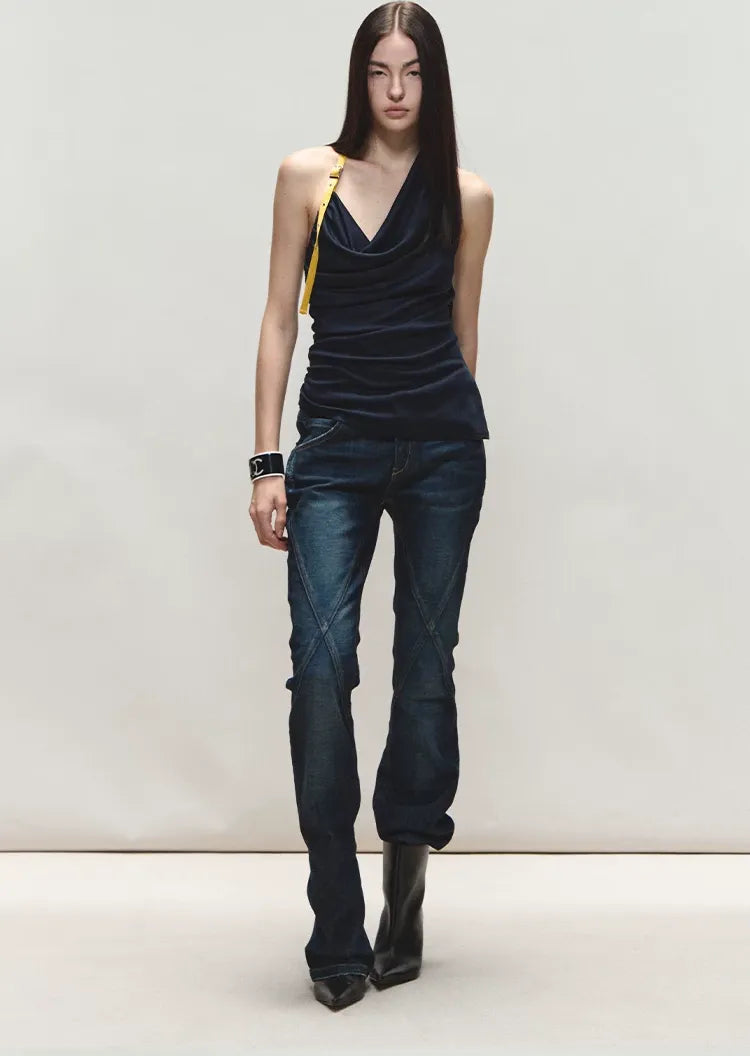 Vintage Slim Straight Denim Jeans