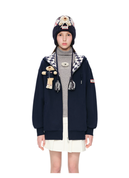 Áo hoodie oversized khóa kéo lót nỉ