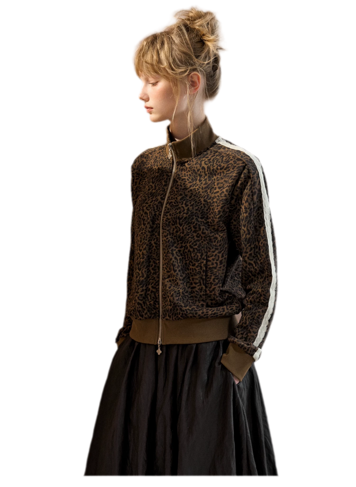 Leopard Print Cropped Zip Jacket