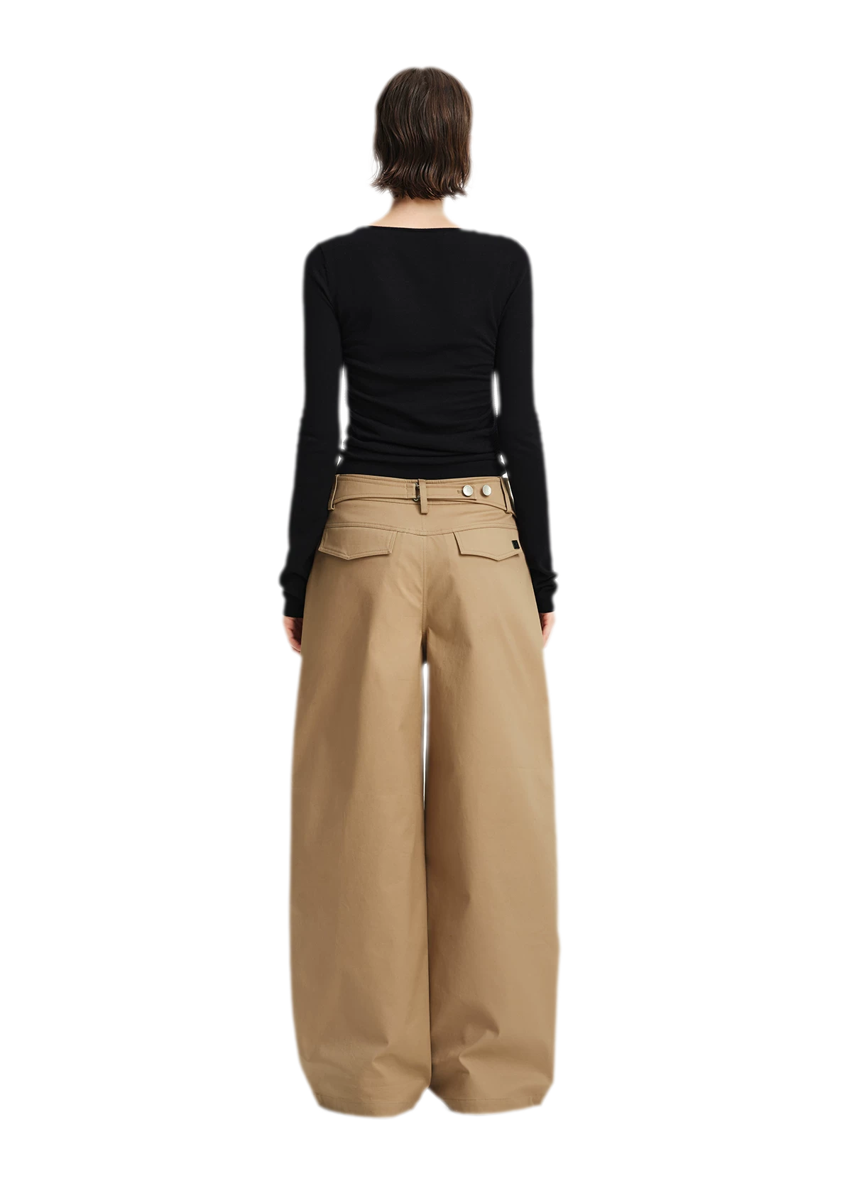 Top in maglia slim arricciato in lana
