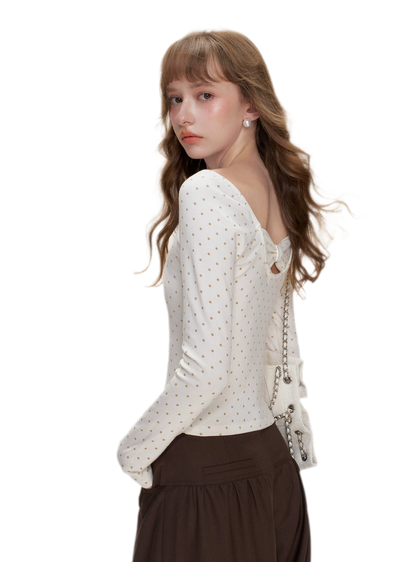 French Lace Bow Back Top