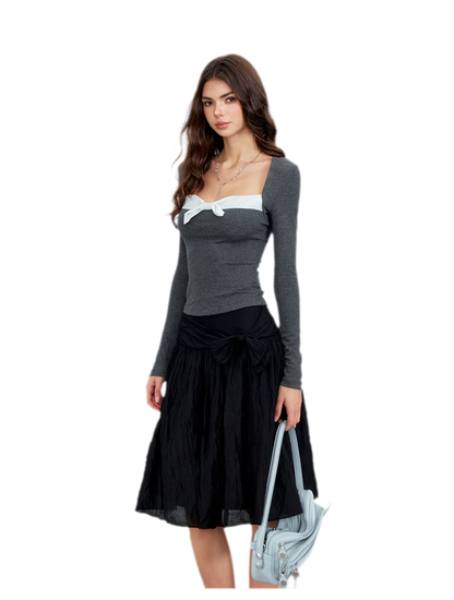 Square Neck Bow Top