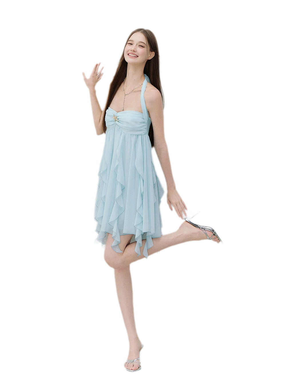 Starfish Ruffle Halter Dress