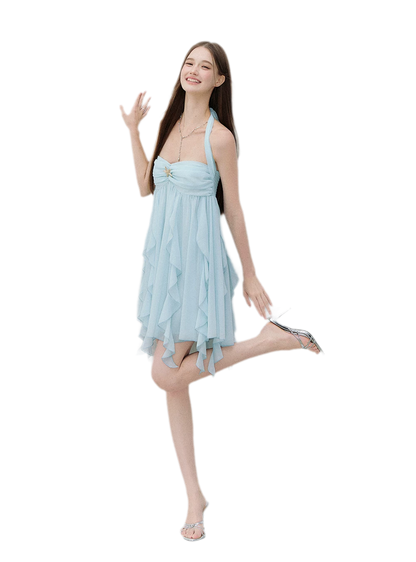 Starfish Ruffle Halter Dress