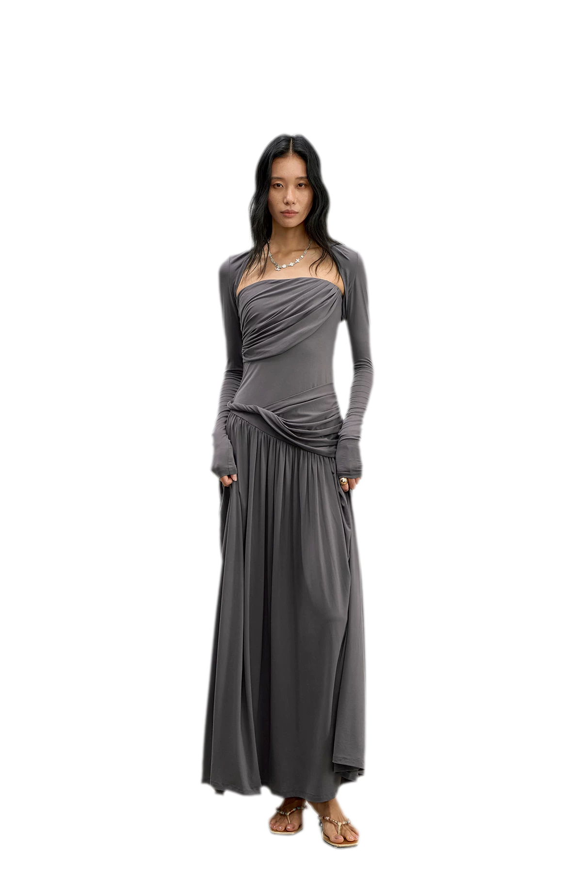 Twist Bandeau A-Line Maxi Dress