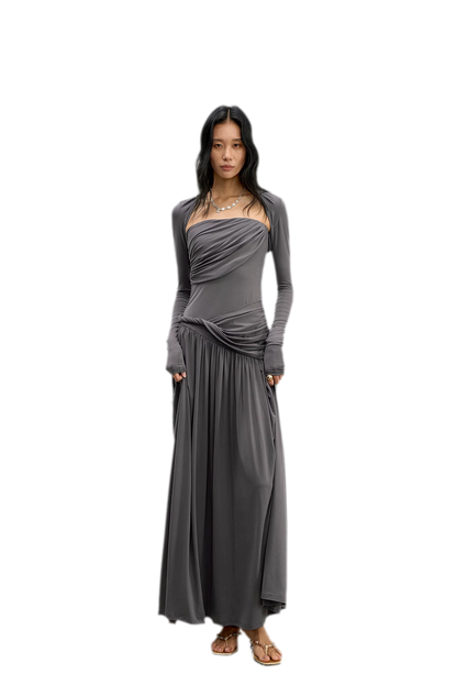Twist Bandeau A-Line Maxi Dress