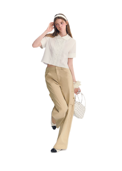 Lace Collar Cotton Shirt