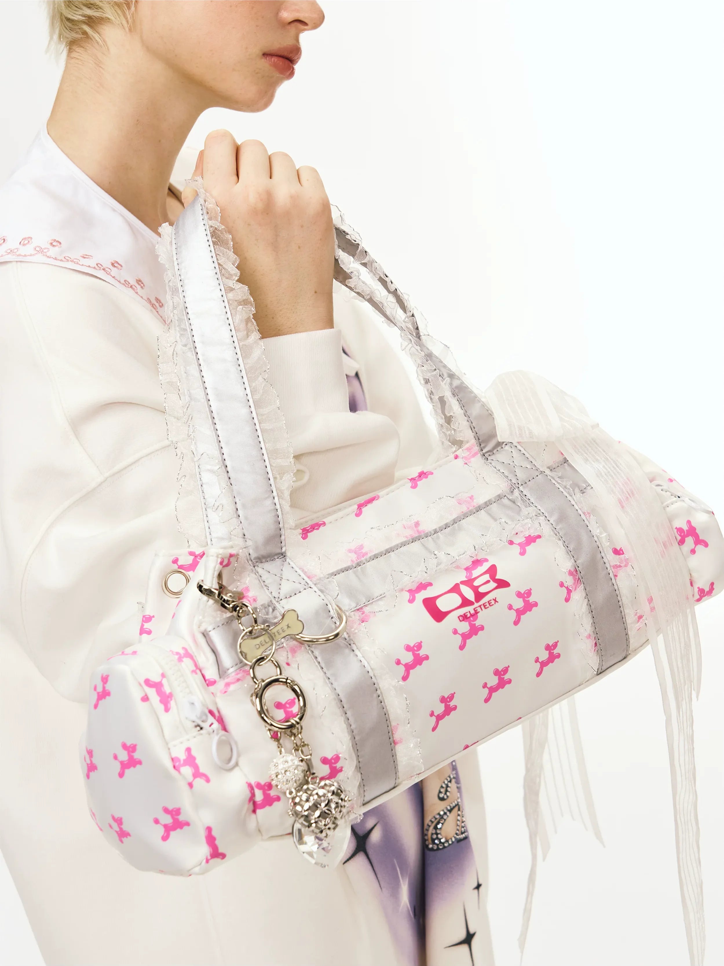Lace Trim Boston Bag